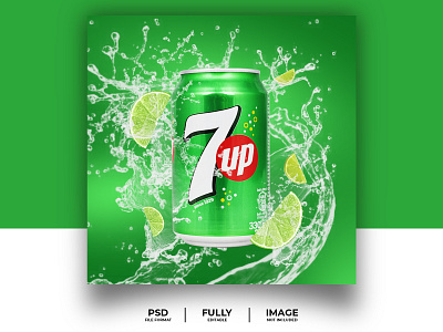 Social Media 7up cold drinks banner. 2d 3d 7up abostrac adobe illustrator adobe photoshop adobe xd advertising art banner brand design cold drinks drinks facebook ads food instagram post poster promotional design promotions social media banner