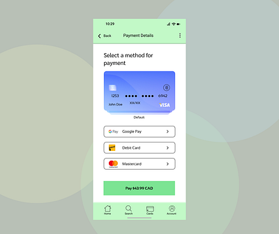 Daily UI #002 - Card Payment credit card debit design google pay mastercard payment ui visa