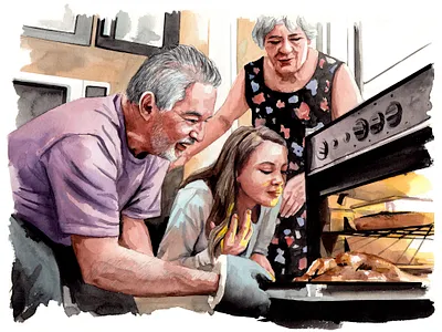 Illustrations for Worthright aquarelle art drawing face family food illustration painting portrait watercolor watercolour