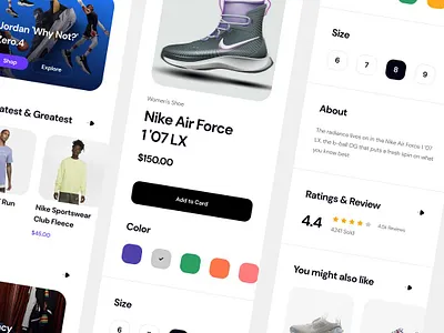 Nike shoes app design home illustration logo nike air max nike shoes typography ui uiux ux vector web website