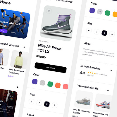 Nike shoes app design home illustration logo nike air max nike shoes typography ui uiux ux vector web website