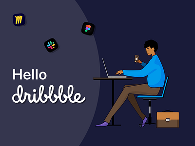 Hello Dribble! app design illustration typography ui ux web