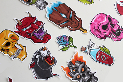 New Stikers design drawing illustration ink markers skulls stickers