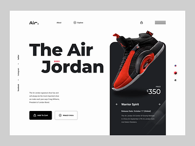 Jordan Brand Footwear Header Concept 2021 design animation business header design illustration landing page design logo product design user interface design webdesign website design