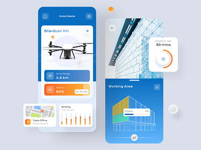 Drone Cleaner automation blue building clean cleaner cleaners cleaning drone drone cleaner drones modern orange oranges smart cleaner
