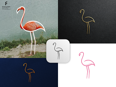 Flamingow Logo animals awesome bird branding clean corporate branding design flamingo golden ratio grid illustration inspirations line logo logodesign minimal modern simple vector