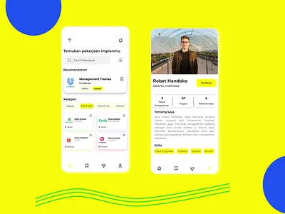 Job Finding Platfrom app flat minimal ui ux