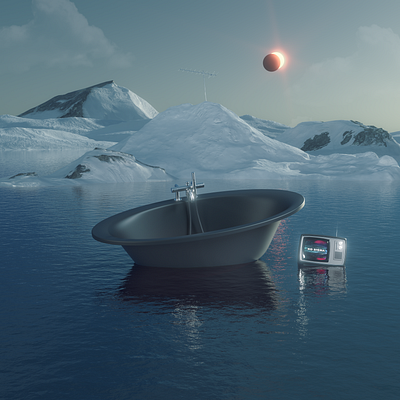 Eclipse 3d architecture architecture design bathtub c4d camilociprian cgi design dreamscape iceberg iceland outdoor redshift3d render snow spaces surreal tv