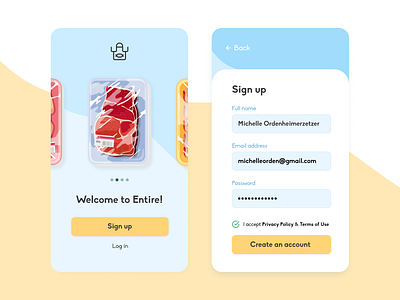 DailyUI #1 | "Sign up" app branding butcher design ecommerce app grocery meat meats product purchasing shopping shopping app ui ux vector