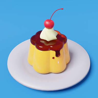 pudding 3d art 3d illustration 3d modeling blender digital digital art food food illustration illustration pudding