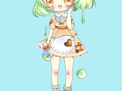 Slime girl anime anime girl character design clip studio paint illustration kawaii slime