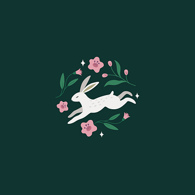 Rabbit illustration art drawing easter flat floral hare illustration logo logotype magic ornament rabbit