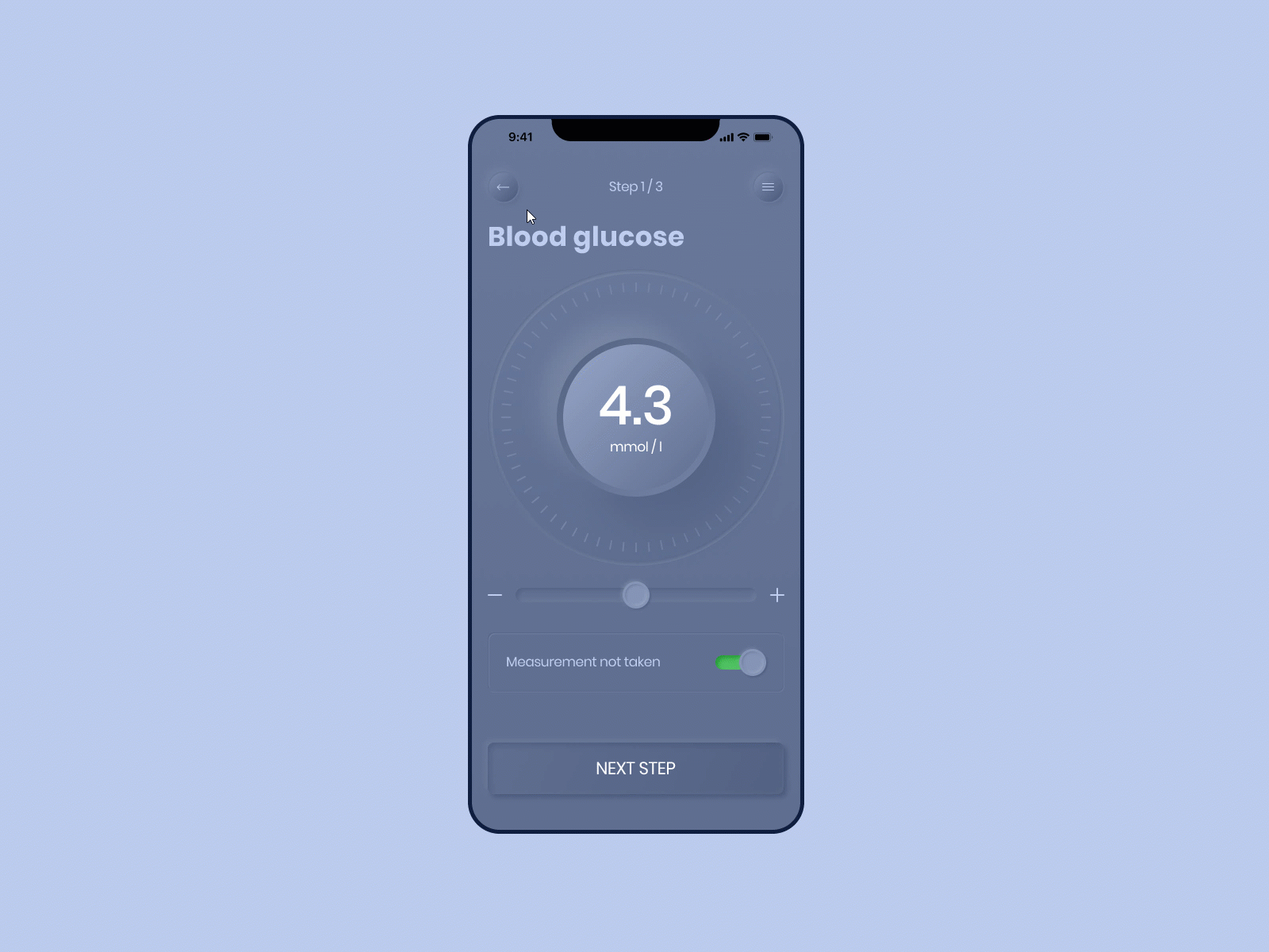 Animated glucose measurement app (neomorphism) animation app dark design glucose neomorphism ui ux