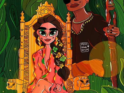 Tribe - Enjoy Enjami art character character designs cute cute illustration design doodle doodle art dribbble flat forest girl illustration illustration art minimal mobile photoshop tribe typography vector