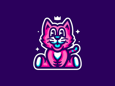 Kitten cartoon cat cute illustration king kitten logo mascot