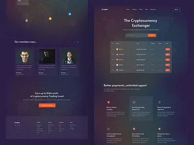 Cryptocurrency Landingpage bitcoin blockchain clean coins crypto crypto currency cryptocurrency exchange cryptocurrency wallet ethereum financial landingpage minimal simple trendy design ui ux webdesign website website design