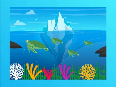 Flat Illustration - Ocean vector illustration