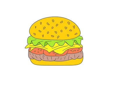 hamburger brown card cheese design food green hamburger icon illustration logo meat red tomatoes yellow