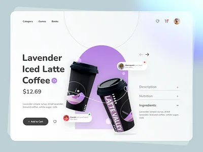 Cafe Website UI adobexd cafe coffee coffeeshop coloroftheyear glass effect glassmorphism india latte uiux uiux design uiuxdesign web app web designer web ui web uiux webdesign website