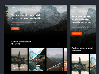 Travel Landing Page clean dark mode destination holiday home page landing page minimal tour travel traveling ui design web design website