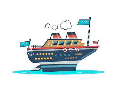 Cartoon Ship Vector Illustration abstract advanture adventure logo boat branding design flat illustration logo minimal nature print sea ship vector website world