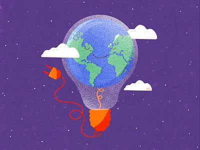Earth Hour clouds cute design dream earth earth day earth hour ecology electricity illustration lamp planet procreate sleep space stars texture zero waste