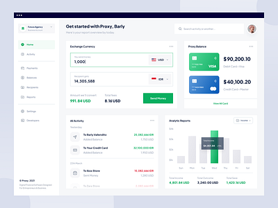Proxy - Web App app bank card clean dashboard design designer finance financial fintech money payment ui uidesign ux uxdesign wallet web web app website