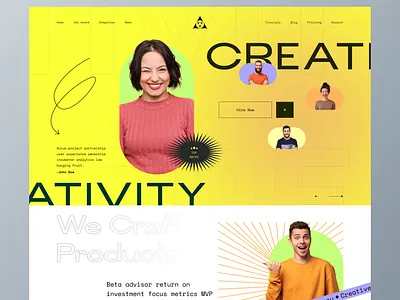 Creative hunt landing page ui agency agency website branding dashboard glassmorphism google dribbble hr software job finding landing page mobile app product resume saas saas landing page startup startups talent hiring trending design web design