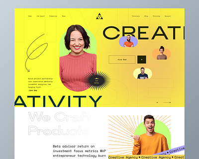 Creative hunt landing page ui agency agency website branding dashboard glassmorphism google dribbble hr software job finding landing page mobile app product resume saas saas landing page startup startups talent hiring trending design web design