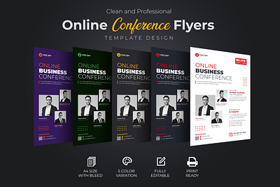 Online Business Conference Flyer brochure business conference conference design corporate design event event flyer flyer marketing online course online marketing template webinar