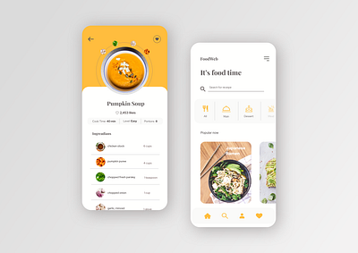 Recipe Food App - FoodWeb app design food food app mobile mobile app recipe ui uidesign ux