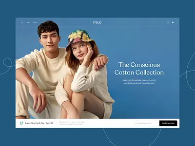 Consious cotton collection Landing page branding design ecommerce fashion hero section landing page launching minimal ui ux website