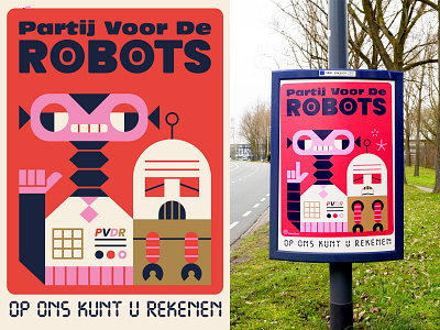 Partij voor de robots character design loulou and tummie robot character robot illustration robot poster vector illustration