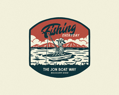 THE JON BOAT WAY mock dribble apparel design artwork badge design branding clothing design graphic design illustration tshirtdesign vintage vintage design