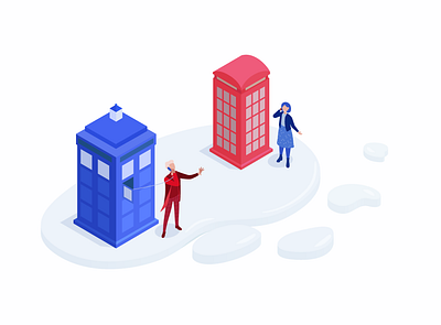 Isometric Doctor Who 12thdoctor bbc blue design doctorwho illustration isometry petercapaldi red space tardis time ui vector web