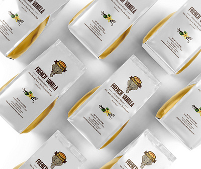 French Vanilla Flavoured Coffee Packaging Design adobe photoshop coffee coffee label coffee packing coffee sticker graphics deisgn packaging design pouch packaging product packaging
