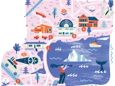 Carbonear canada digital editorial folioart illustration map travel