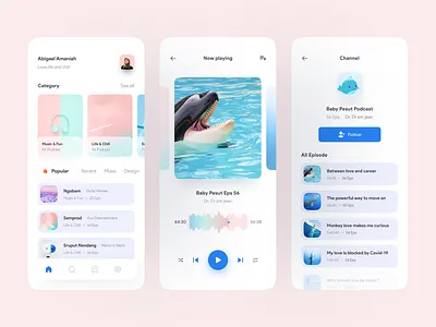 PodChess - Podcast Mobile App app clean clean ui design dribbble follow freelance freelancer likes mobile ui podcast podcasting podcasts popular shot ui uiux