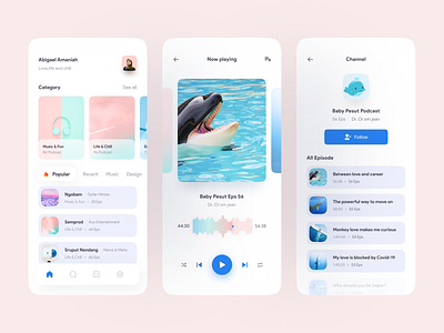 PodChess - Podcast Mobile App app clean clean ui design dribbble follow freelance freelancer likes mobile ui podcast podcasting podcasts popular shot ui uiux