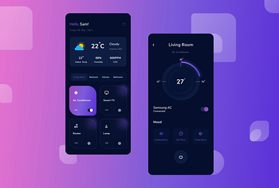 Smart Home Controller App app design glassmorphism minimal smart home design ui ux