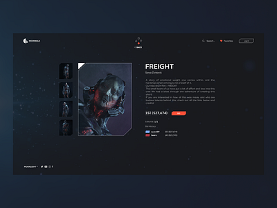 Moonlight NFT Marketplace [pt2] 3d bid blockchain cards ui crypto description etherium item item card landing marketplace nft nftart shop store ui ui ux ux web