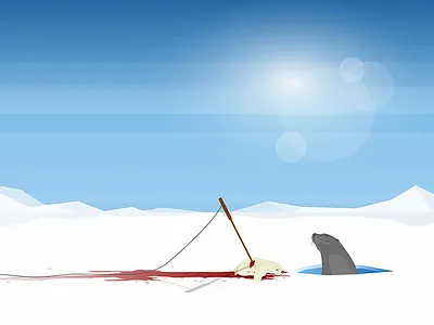 Hunting Seal Pups harpon hunting sad sea lion seal vector illustration vectorart