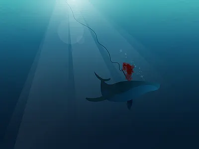 Whale Hunt deep sea harpon hunting ocean think about it vector vector illustration vectorart vectorartist water whale whaling