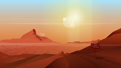 Desert Landscape dry land hot landscape mad max reflections sky sun vector vector illustration vectorartist