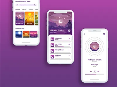 Meditation Music App UI Design branding illustration ui ux