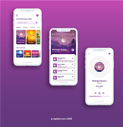 Meditation Music App UI Design branding illustration ui ux