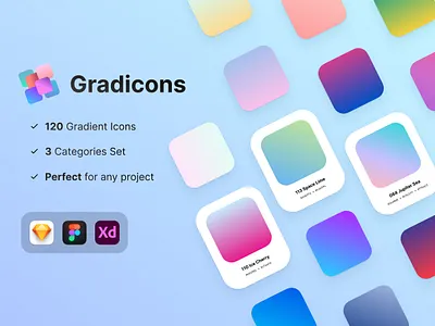 Library of gradients for Web, iOS and Android app colors colorscheme design icon minimal ui vector web