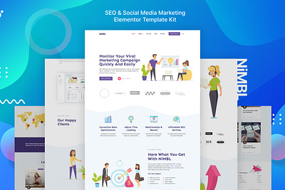 SEO & Social Media Marketing Template Kit design elementor marketing seo social media template ui ux website