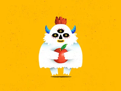 fluffy monster! animals apple character design creature cute digital illustration fluffy illustration monster monsters yeti
