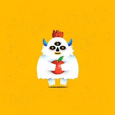 fluffy monster! animals apple character design creature cute digital illustration fluffy illustration monster monsters yeti